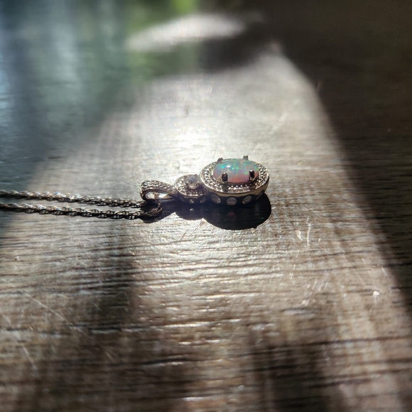 Opal and white sapphire Necklace/Bracelet set - Picture 10 of 11